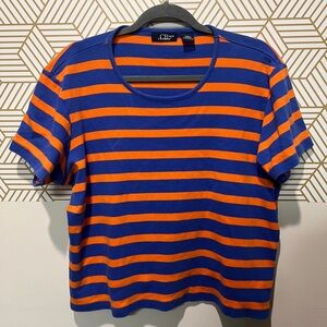 CB Casual Striped Blue and Orange Tee